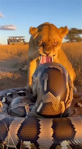 What will the lion discover inside the python A shocking twist revealed #wildlife #nature #animals