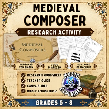 Medieval Composer Research Activity | Middle School Music History Worksheets