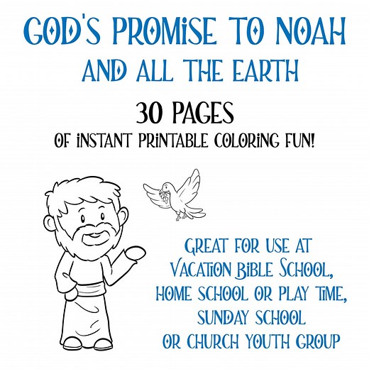 Noah's Ark Coloring Pages: God's Promise, Genesis Story (PDF Download) - Etsy