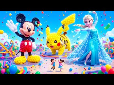 The Mascot Vibrato Assistant POPS Mickey, Pikachu & Elsa into Real 3D! (Ultimate Balloon Reveal)