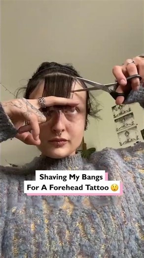 I shaved my fringe for a tattoo😳💉 #hairtutorial, #shavingbangs, #tattoogirl, #foreheadink