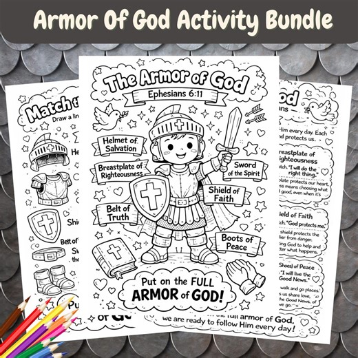 Armor of God Coloring Page for Kids, Christian Bible Printable, Sunday School Activity, Bible Lesson Craft, Christian Homeschool, Church - Etsy