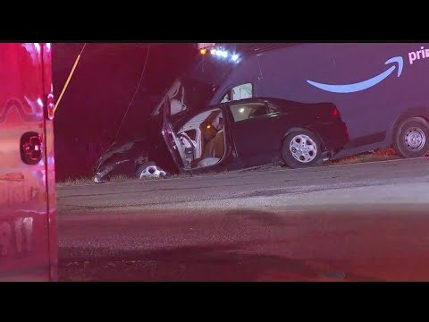 Crash involving Amazon delivery truck sends 1 to hospital