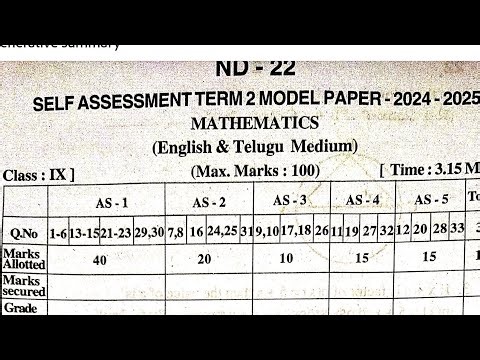 9th class maths sa2 question paper 2024 - 2025