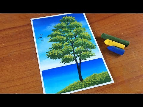 Easy Oil Pastel Tree Painting for beginners | Oil Pastel Drawing