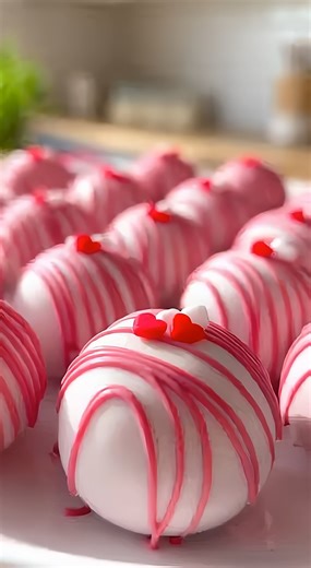 Get ready to fall in love with these irresistibly smooth Valentine’s Oreo Truffles, featuring a rich, fudgy center wrapped in a crisp white chocolate shell 💖🍓🌹 Perfect for gifting, sharing, or treating yourself. 🛒 Ingredients : 1 package (14.3 oz) Oreo cookies, standard size 1 block (8 oz) Cream cheese, softened to room temperature 12 ounces White chocolate chips or candy melts 1 teaspoon Coconut oil or vegetable shortening Pink oil-based food coloring 2 tablespoons Festive heart sprinkles �