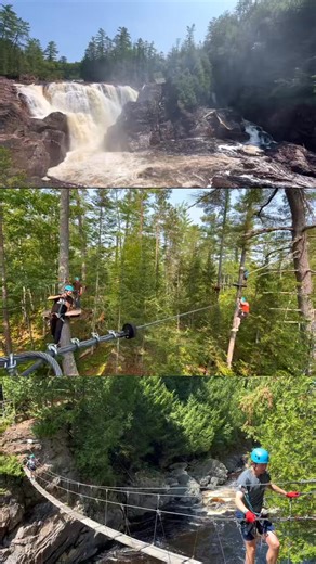 One park. Endless adventure. 💫 Come discover everything waiting for you! 🌲😁 Un parc. Des aventures sans fin. 💫 Venez découvrir tout ce qui vous attend ! 🌲😁 #explorepage #outdoor #travel #nature #explorequebec #hiddengems #waterfall #family #adventure #adventure #chutescoulongepark #parcdeschutescoulonge #outaouaisfun #tourismeoutaouais #pontiac | Parc des Chutes Coulonge Adventure Park