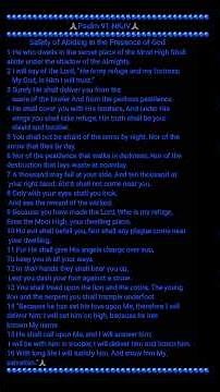 Psalm 91 NKJV Safety of Abiding in the Presence of God.