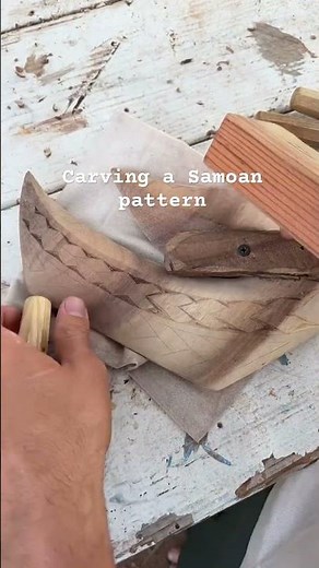 carving a Samoan pattern (Spear Tip) #samoa #carving #fyp #woodworking #culture #hawaiianart