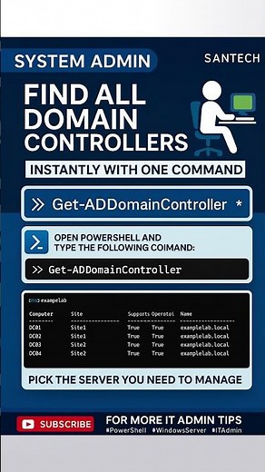 Find All Domain Controllers in Active Directory | PowerShell Tip #ActiveDirectory #PowerShell