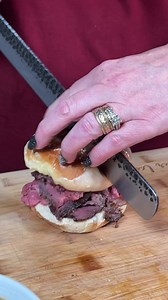 Roast Beef Dip - wow! This is one of the best sandwiches I’ve ever made. If you’ve been following along you’ve seen the Roast Beef prep and cook. Let’s slice and eat! #roastbeef #Sandwiches #smokedbeef #foodreels #trendingreels #fypfood #revolutionbbq #viralreelsfb #mrsrevolutionbbq #cookwithme | Revolution Barbecue