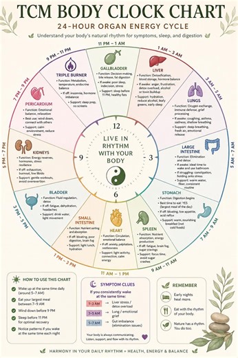 TCM Body Clock Chart, 24-hour Organ Energy Cycle (digital Download) - Etsy