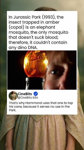 In Jurassic Park (1993), the insect trapped in amber (copal) is an elephant mosquito, the only