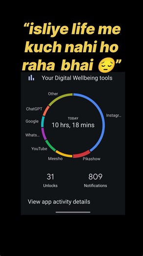 “Screen time dekh ke samajh aa gayakyu life track pe nahi aa rahi 💀”#funny#relatable