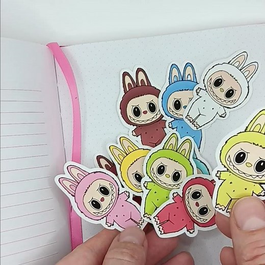 Colorful Outfits Monster Stickers – Labubu – Vinyl Kawaii Set of 9 or Singles – 3 Sizes