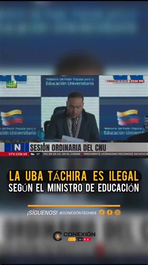 Conexión Táchira - Noticias Táchira on Instagram: "EXTENSIÓN DE UBA TÁCHIRA ES ILEGAL SEGÚN EL MINISTRO DE EDUCACIÓN SUPERIOR #23Dic | En Caracas se realizó una sesión ordinaria del CNU liderada por el ministro para la Educación Universitaria Ricardo Sánchez. 👉🏻 Este encuentro tuvo como objetivo dar a conocer el resultado de la investigación realizada a la Universidad Bicentenaria de Aragua por presuntas irregularidades en el desarrollo curricular de dicho centro de estudios, caso específico d