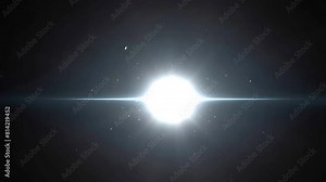 Bright point in dark space suddenly expands, unleashing waves of energy and matter.