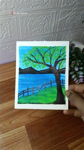 🥰Beautiful silence nature drawing | with oil pastel | #art #oilpastel #drawing #shorts
