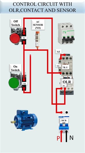 Automatic Motor Control Circuit with Sensor Technology#motorcontrol #industrialautomation