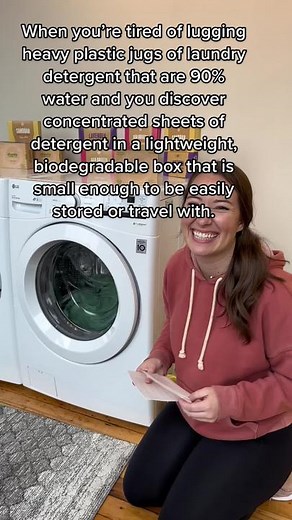 Sheets laundry detergent sheets make your laundry routine easy and hassle free. Ditch heavy plastic jugs and get your clothes deep clean with a non-toxic detergent that cleans just as well as regular detergent. #laundrydetergentchallenge #nontoxiccleaning #recyclablepackaging #plasticfreepackaging #ecoconsciousbrands #laundrytiktok