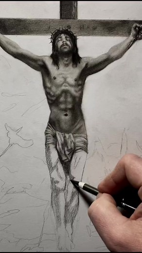 My charcoal drawing of the Crucifixion of Jesus Christ. This was a two week commission I worked on back in February of 2023. I hope someday to make this into a large full color painting. This drawing is 18 x 24”, charcoal on paper and is in a private collection in Louisiana. 👉 see more of my art at ericarmusik.com#jesuschrist #crucifixion #jesus #jesusiscoming #ctholicart #catholicartist #traditionalcatholic #sacredart #liturgicalart #religiousart #ericarmusik | Eric Armusik Figurative Artist