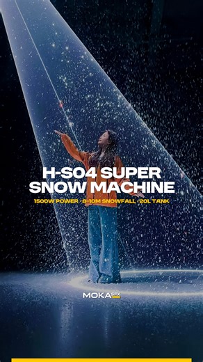 MOKA SFX on Instagram: "Unboxing & snowfall showcase ❄️ Meet the H-S04 Super Snow Machine — a powerful 1500W vertical snow machine designed to fill large spaces with stunning artificial snow. ✔️ Adjustable snow volume ✔️ Up to 8–10m spray distance ✔️ 20L large-capacity tank ✔️ DMX / Remote / Manual control From Christmas events and weddings to filming and stage performances, this machine creates a dreamy snowfall atmosphere wherever you need it. Turn any venue into a winter scene in seconds. Pow