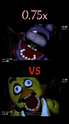 FNaF 1 – Bonnie vs Chica – Jumpscare 0.25x ➜ 2x