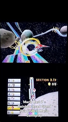 Mario Kart 7 - Rainbow Road Grand Prix (150cc) Mario Gameplay.