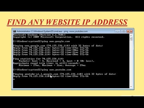 How to find any website server IP address using command prompt