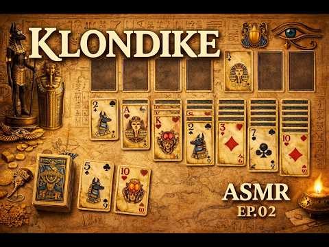 ASMR Klondike Solitaire • Egyptian Mythology Playing Cards • Relaxing Card Sounds • No Talking