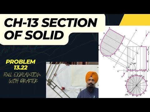 Ch-13 Pb.13.22 Sections of Solids – Using Drafter Scale |Engineering DWG.| Full Step Solution