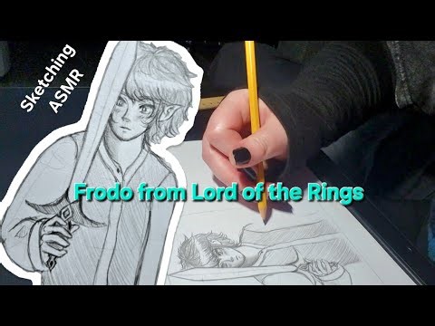 [ASMR] Drawing Frodo from Lord of the Rings - Gentle Rain & Sketching Sounds, No Talking