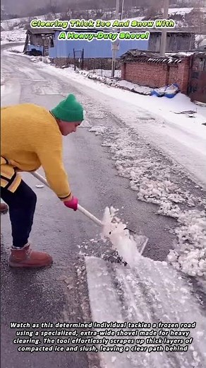 Clearing Thick Ice And Snow With A Heavy Duty Shovel