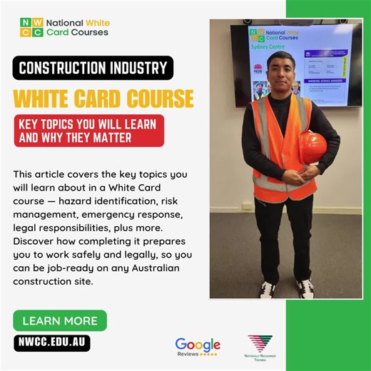What do you actually learn in a construction White Card course? Most people know you need a White Card to work on construction sites in Australia — but the training covers much more than people expect. From hazard identification and risk management to legal responsibilities and emergency procedures, the course prepares you for real job sites. Read the full guide: https://nwcc.edu.au/what-youll-learn-in-a-white-card-course-australia/