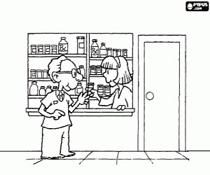 Doctor in the hospital pharmacy coloring page printable game