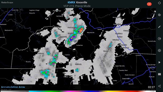 **4.29am** Here is a loop showing RADAR-indicated rainfall amounts during the period of this call. ******************* **3.32am** A reader that lives on the road reports everything is fine. The creek washed out the road at Quinn Holcombe Road, and only that one house was impacted. Ending coverage. ****************************** **3.11am** [commentary] They are not calling for mutual aid from other VFDs and Rescue Squads, so that is likely to be a good sign. ******************************** **2.2