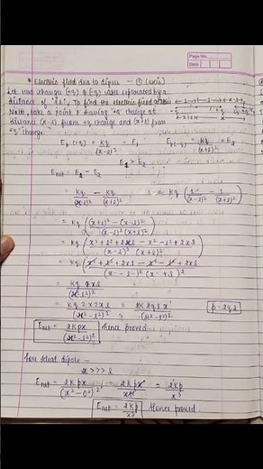 Class-XII Physics 🔥 Important Derivations 🔥 Chapter-1 Electric Charges And Fields #fyp #boostshorts