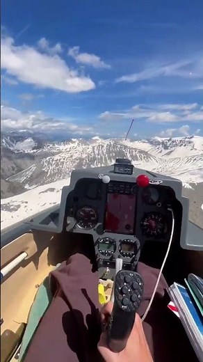 Glider Flying Along Snow Mountain Ridge | Soaring Cockpit POV
