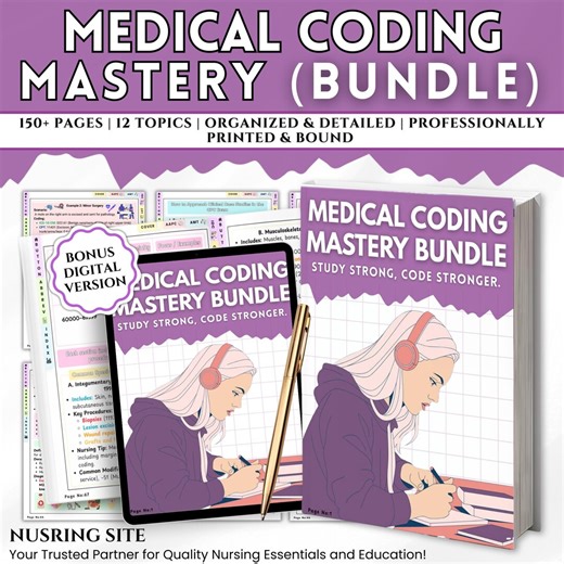 Medical Coding Study Guide for Nursing Students | ICD 10 CM & CPT Coding Book | Anatomy and Medical Terminology | Bonus Resources - Etsy
