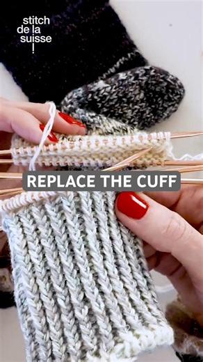 cutting off a sock cuff & grafting a new one #knitting