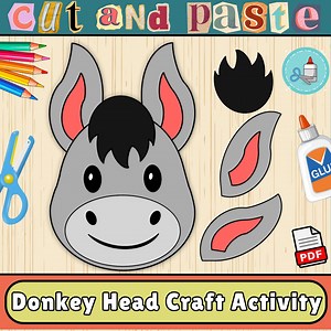 Donkey Head Craft Template | Farm Animal Bulletin Board Craft | Cut & Paste Activity (PDF) - Etsy Australia
