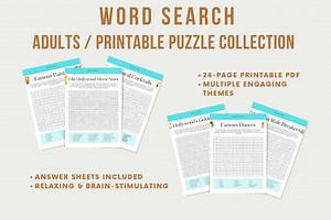 Word Search for Adults | Printable Word Search Puzzles | Instant Download PDF - Etsy