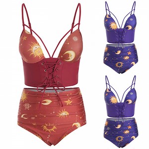 [Hot Item] High Waist Tummy Control Two Piece Push up Tankini Sexy Sets Women Swimwear