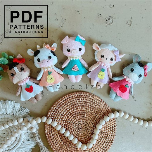 Felt Farm Animal Doll Sewing Pattern: DIY Toys (PDF Pattern) - Etsy