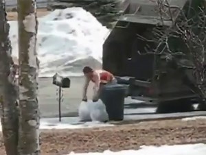 So angry dustman destroying the trash can and letters box... Insane