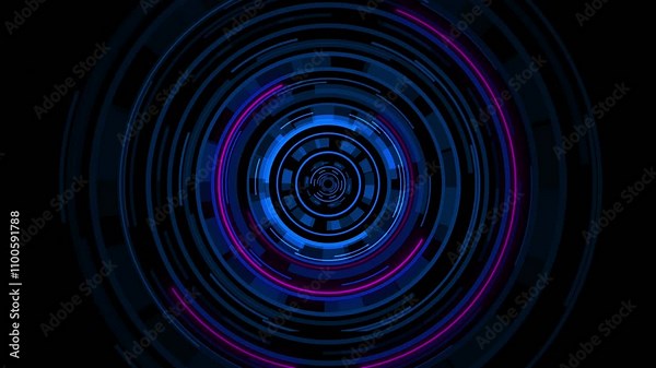 Hologram HUD Circle User interface, Smart City, Metaverse, Virtual Reality Futuristic digital interface with a circular data streams. podium elements for product presentation Innovation metaverse