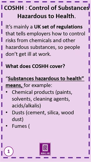 COSHH || Control of Substances Hazardous to Health || Part 01