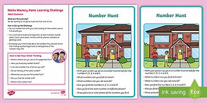 EYFS Maths Mastery Number Recognition to 5 Home Learning Challenge: Number Hunt
