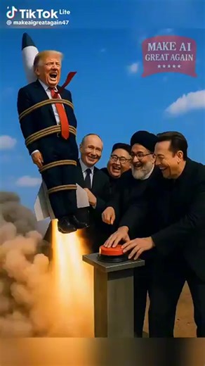 😂¡Se burlan de Trump y Netanyahu!.🤣🤣 Un vídeo hecho con IA, la está rompiendo en internet y muestra a líderes mundiales amarrando a @Potus , a un misil y mandándolo a Israel para perseguir a @netanyahu .🤣🤣🤣 | Blanca Rodríguez