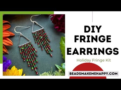 DIY Earring Tutorial, #beaded Christmas Fringe Earrings #holiday Jewelry Making HOW TO and KIT #diy